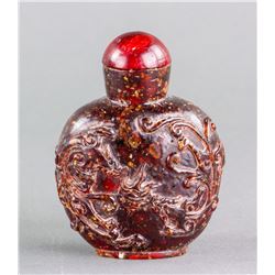 Chinese Amber Carved Snuff Bottle