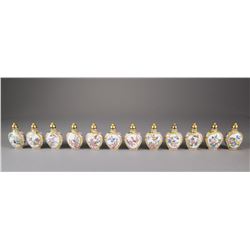 Set 12 Chinese Famille Rose Snuff Bottles Qianlong