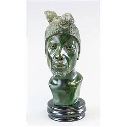 Verdite Stone Sculpture of a Man's Head