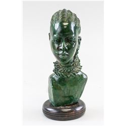 Verdite Stone Sculpture of a Woman's Head