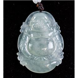 Chinese White Jade Happy Buddha Pendant