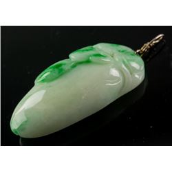 Burma Fine Green Jadeite Carved Lotus Pendant