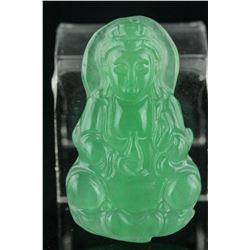 Burma Green Jadeite Carved Guanyin Pendant