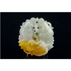 Burma White and Russet Jadeite Carved Fish Pendant