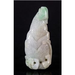 Chinese White Green Jadeite Carved Corn