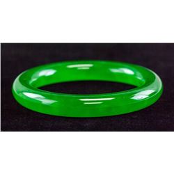 Chinese Apple Green Jadeite Carved Bangle GIA