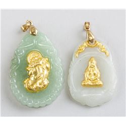 Two Assorted Chinese Gilt Jade Carved Pendant
