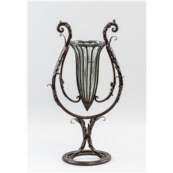 Glass Vase with Bronze Holder