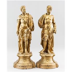 Pair of Statues Roman Men Cast Spelter