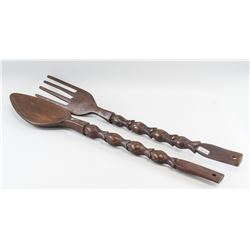 2pc African Wooden Spoon and Fork