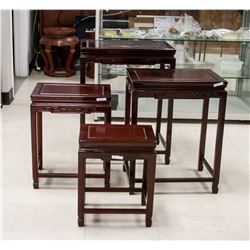 Four Chinese Wood Nested Table Set