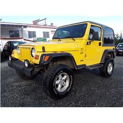 H6 --  2001 JEEP WRANGLER TJ , Yellow , 285837  KM's