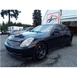 A3 --  2004 INFINITI G35 , Black , 155069 Miles  KM's "NO RESERVE"