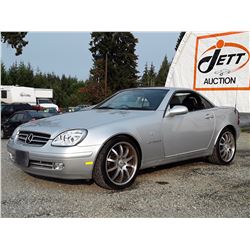D1 --  1999 MERCEDES SLK 230 KOMPRESSOR CONVERTIBLE , Silver , 96019  KM's  Right Hand Drive