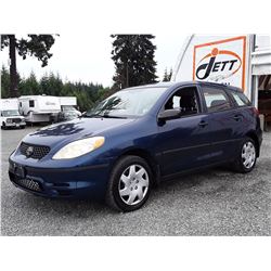 J6 --  2003 TOYOTA MATRIX XR , Blue , 277587 CARFAX DISCREPANCY TMU  KM's