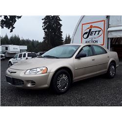 A12B --  2001 CHRYSLER SEBRING LX  , Brown , 246912  KM's  NO RESERVE 