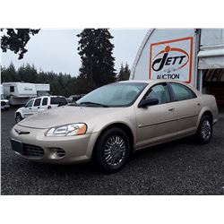 A12B --  2001 CHRYSLER SEBRING LX  , Brown , 246912  KM's "NO RESERVE"