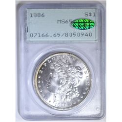 1886 MORGAN DOLLAR  PCGS MS-65  RATTLER HOLDER CAC