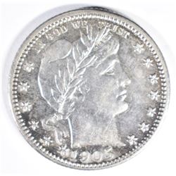 1905-O BARBER QUARTER AU/BU