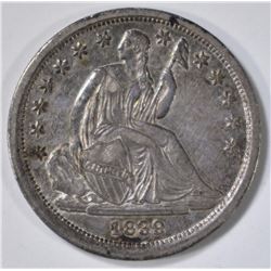 1839 SEATED DIME  CH AU UNC