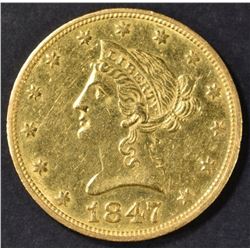 1847-O $10 GOLD LIBERTY  NICE BU  OLD CLEANING