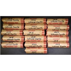 800 MIXED DATE WHEAT CENTS IN ROLLS 1918-1927