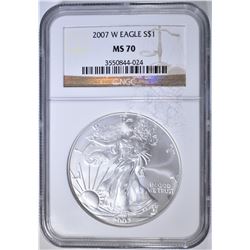 2007-W AMERICAN SILVER EAGLE  NGC MS-70