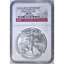 2011 AMERICAN SILVER EAGLE  NGC MS-70