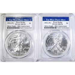 2 2016-W AMERICAN SILVER EAGLE  PCGS MS-70