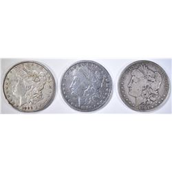 1880, 1883 & 1901-S CIRC MORGAN DOLLARS