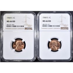 2 1968-S LINCOLN CENTS  NGC MS-66 RD