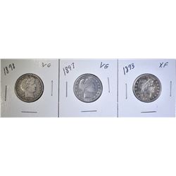LOT OF 3 BARBER QUARTERS: