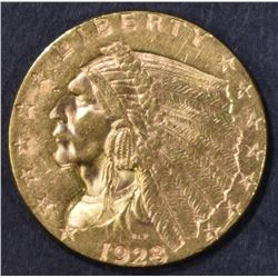 1928 $2.5 GOLD INDIAN  AU