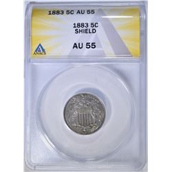 1883 SHIELD NICKEL  ANACS AU-55