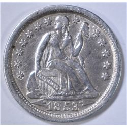 1853 SEATED LIBERTY DIME  AU