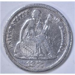 1877-CC SEATED LIBERTY DIME  XF