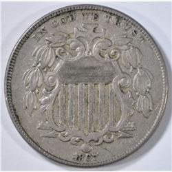 1867 RAYS SHIELD NICKEL XF