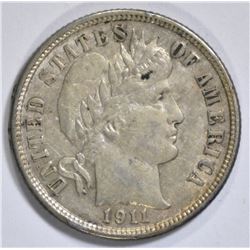 1911-D BARBER DIME, AU