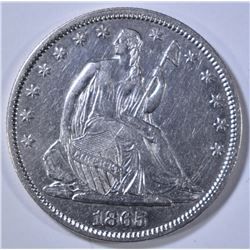 1865 SEATED LIBERTY HALF DOLLAR AU