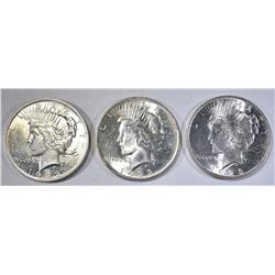 3-BU 1923 PEACE DOLLARS