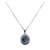 Image 1 : 4.56 ctw Blue Zircon and Diamond Pendant With Chain - 14KT White Gold