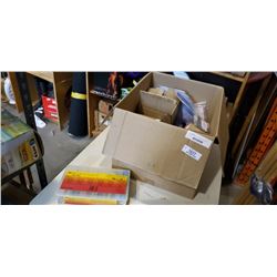 BOX OF ELECTRICAL HARDWARE, HEAT SHRINK TUBING, ETC