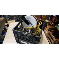 Crate of garburator and retractable extension cord