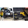 Image 1 : DeWalt 12 volt drill with battery and charger & ryobi flashlight with 2 batteries and charger