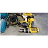 Image 4 : 2 Dewalt 14.4v drills and charger with makita power planer