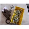 Image 2 : Steel plate lifter and small tote of shackles
