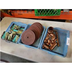 Lot of cutting wheels, copper fitting and airline connectors