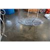 Image 3 : WROUGHT IRON AND MARBLE MAGAZINE RACK AND WOOD AND METAL FISH FOLK ART