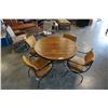 Image 2 : WOOD METAL BASE DINING TABLE WITH 4 METAL FRAME CHAIRS