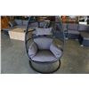 Image 2 : BRAND NEW GREY CUSHION HANGING EGG CHAIR - RETAIL $949 W/ NECK PILLOW, FOLDABLE FRAME, POWDER COATED